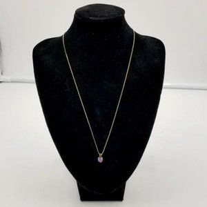 NWT 24k Vermeil Over Sterling Silver Necklace With Purple Heart Crystal Pendant